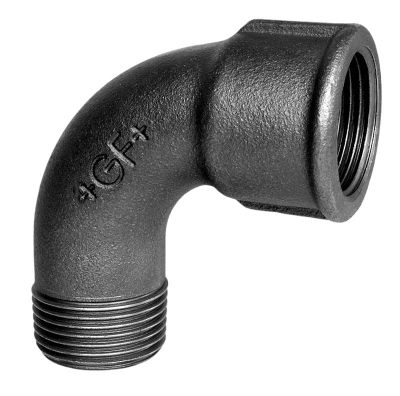 Georg Fischer kort bøjning 90° sort 1.1/2'' muffe-nippel