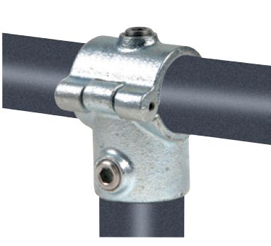Altech Pipe Clamps T-samling med muffe  33,7 mm x  1''.  Galvaniseret. Reol system