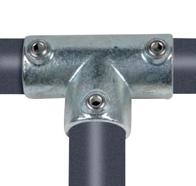 Altech Pipe Clamps T-samling med 3 muffer 33,7 mm x  1''.  Galvaniseret. Reol system