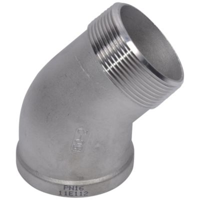 Vinkel 1/2" muffe-nippel. 45°. Støbt. Rustfri AISI 316