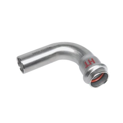 Nirosan Industry press bøjning 76 mm 90°. Med 1 muffe. Rustfrit stål