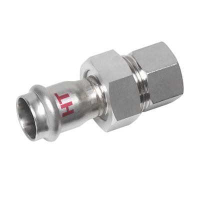 Nirosan Industry press Union med muffe 18 mm x 3/4". Rustfrit stål