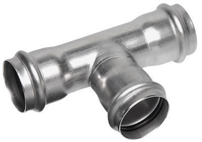 Nirosan press T-stykke 42-18-42 mm. Rustfrit/Syrefast stål. M-bakke