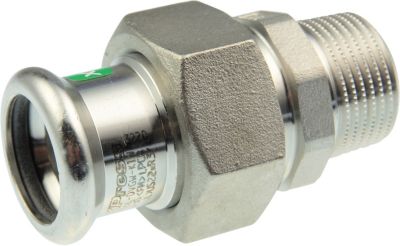 VSH XPress rustfri press union med nippel 35 mm x 1.1/4" M-bakke