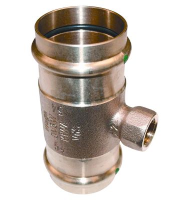 Sanpress t-stykke 22-1/2-22 mm med muffe