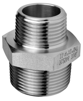 Brystnippel 1/2" x 3/8". Støbt. Rustfri AISI 316