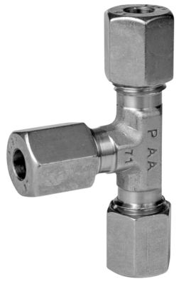 Skæreringsfitt.  22,0 mm T-Stykke Type L, DIN 2353, 1.4571