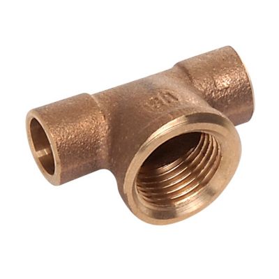 Altech lodde tee 1/2" -28 mm. Rørgevind muffe på gren og to loddemuffer
