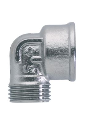 TA Komp. Vinkel med muffe 1/2". Uden omløber. Forkromet FPL