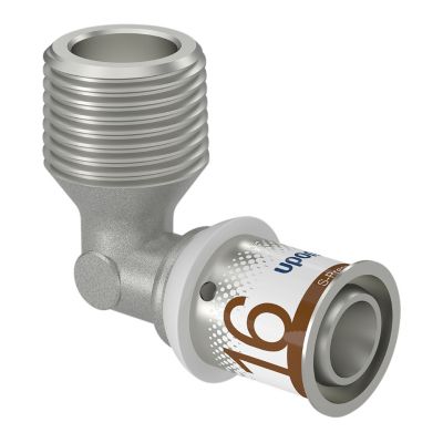 Uponor S-Press PLUS  vinkel 90° med nippel 16 mm x 1/2"