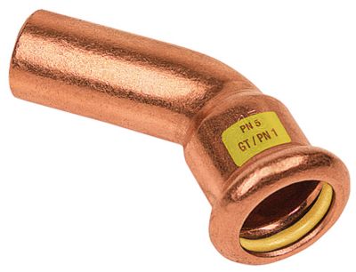 Sanha kobber Press bøjning 54mm 45º med 1 muffer til gas