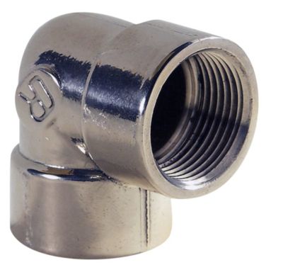Altech vinkel 3/4", muffe/muffe. Forkromet messing