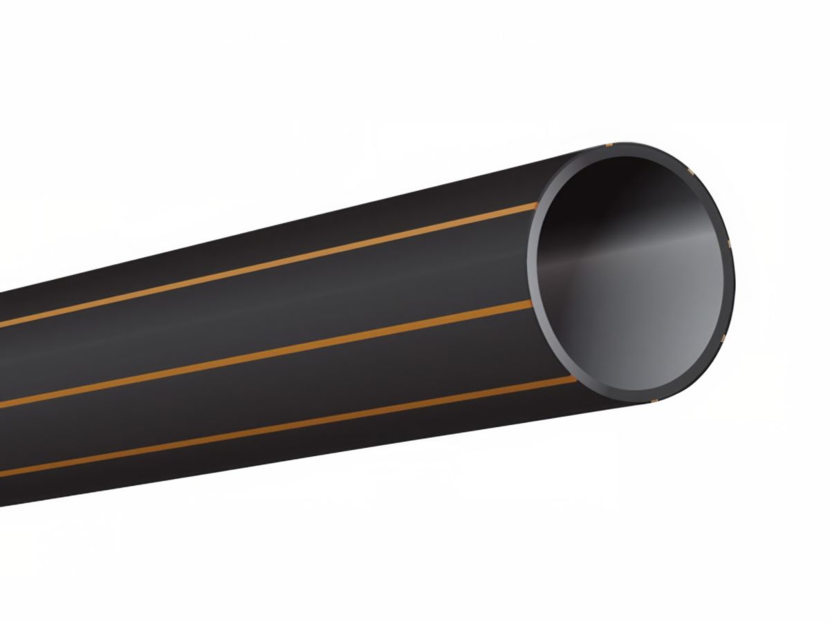 Kaczmarek PE-rør 160 x 9,5 mm. PN10. 6 meter. Sort med brun stribe ...