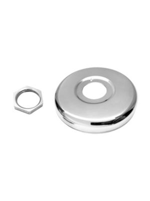 Roset 1/2". Ø76mm. Gibs med møtrik. Til koblingsdåse. Blank. Rustfrit stål AISI304