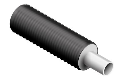 ECOLINE præisoleret pexrør  med kappe 32x2,9/90mm. Til fjern- & centralvarme. Sort/hvid. Rulle a 50mtr.