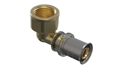 Wavin Tigris M5 vinkel med muffe  25 mm x 1". DZR messing. Til  U, UP, H, B , TH bakker