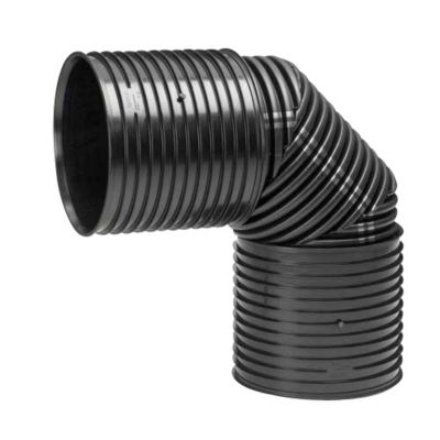 Uponor IQ bøjning 90°, 1360mm, DN1200, sort PP SN8 med 1 muffe