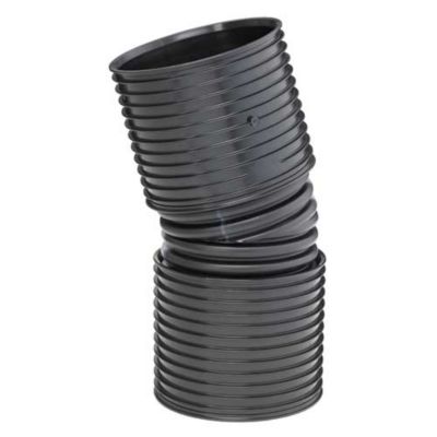 Uponor IQ bøjning 15°, 225mm, DN200, sort PP SN8 med 2 muffer