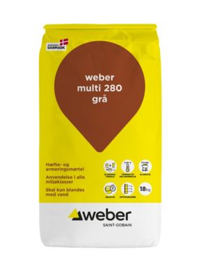 Weber hæfte- & pudsemørtel grå Multi 280, 18kg bag