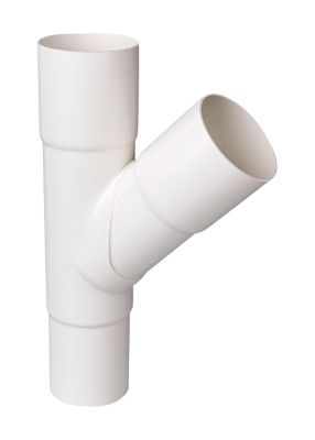 Plastmo grenrør, 75 mm, 45 grader, hvid