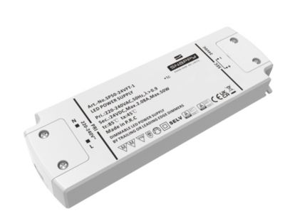 Snappy LED Driver 50W 24VDC, robust med Triac dim (for-/bagkants-dæmp)