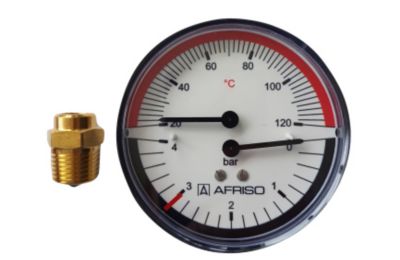 Erik Færgemann hydro-termometer Ø80mm, 1/2'' (bag). 0-40 mvs. 20-120 C