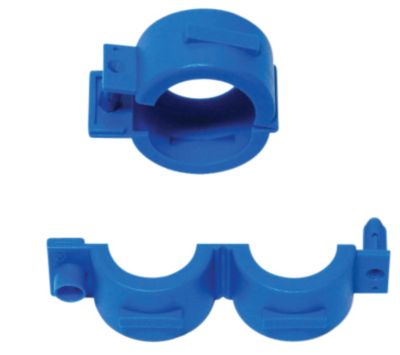 KZ Plomberingsbøjle DN32 for 1 1/2" omløber, Klikmodel, Blå HDPE