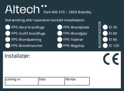 Altech FPS Brandlabel 150x110mm. Ny version