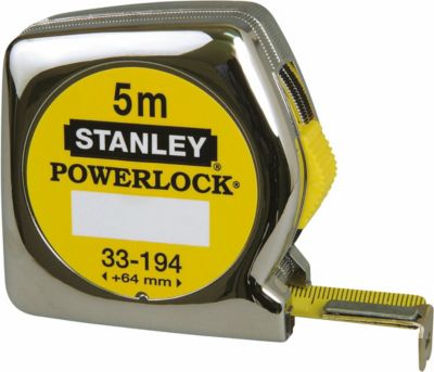 Stanley Båndmål Powerlock 5 m forkromet plast, 0-33-194. 
Kl. II