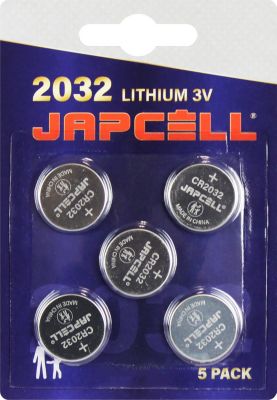 Japcell batteri 3,0V CR2032 lithium - pakke a 5stk