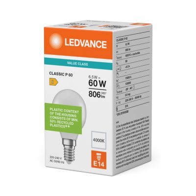 LEDVANCE LED Krone value mat 806lm 6,5W/840 (60W) E14 HS