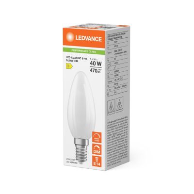 LEDVANCE LED Kerte GLOW DIM mat 470lm 3,4W/930 (40W) E14