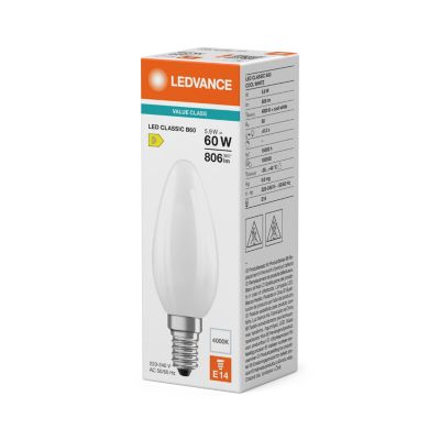 LEDVANCE LED Kerte value mat 806lm 5,9W/840 (60W) E14