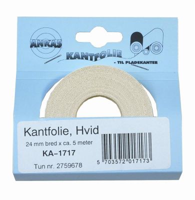 Kantfolie hvid 20mm 5mtr