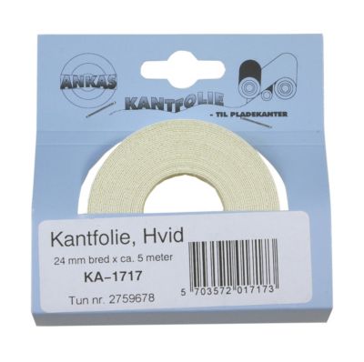 Kantfolie hvid 24mm 25mtr