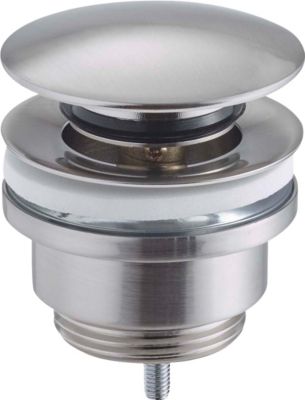 Qtoo d line bundventil, 1 1/4" push-open, børstet krom