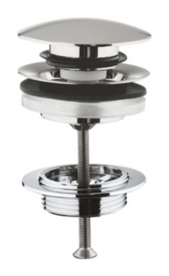 GROHE Bundventil 1 1/4" Push up. Med overløb. Supersteel
