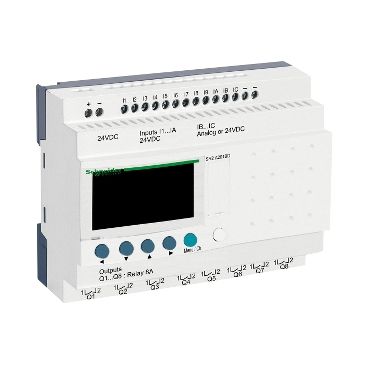 Zelio Logic SR2 Kompakt smart relæ/programmerbar Kontroller 12I/8U, relæ, 24V DC m/LCD