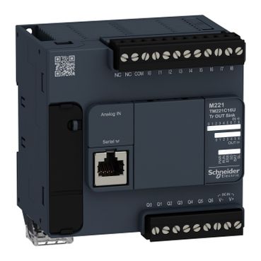 Modicon TM221 PLC, DI9, AI2, DO7 NP, 24V DC