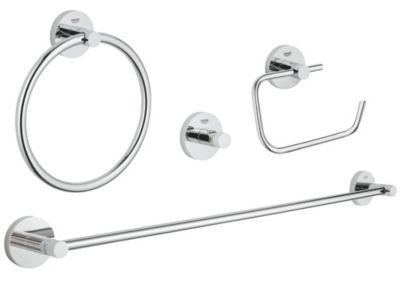 GROHE Essentials tilbehørssæt 4 i 1, håndklædestang -ring, krog, papirholder